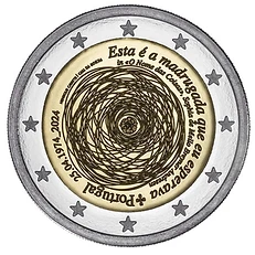 Portugal 2024 €2 Portugal, 2024, 2 euro coin, UNC, in Capsule, 25 April! bimetallic