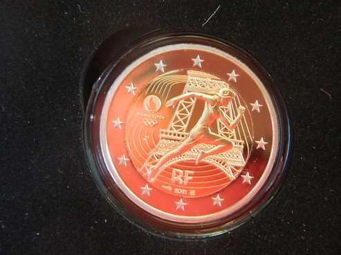France 2021 €2 France, 2021, 2 euro Coin, Proof BE, Olympiques, Original Box and COA bimetallic