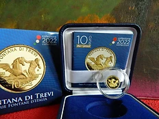 Italy 2022 €10 Italy, 2022, 10 Euro, Gold Coin, Fountains of Italy: Fontana Di Trevi, Proof