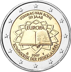 Netherlands 2007 €2 Netherlands, 2007, 2 euro,UNC coin, Treaty of Rome bimetallic