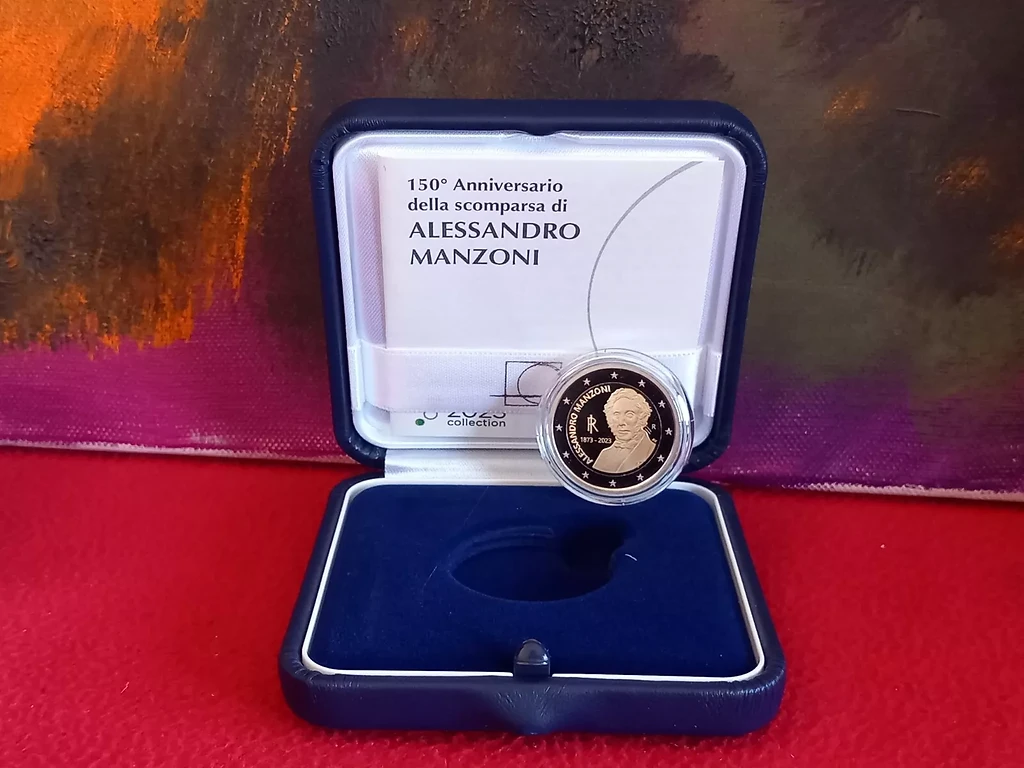 Italy 2023 €2 Italy, 2023, 2 Euro Coin, Manzoni, Proof / BE Coin bimetallic