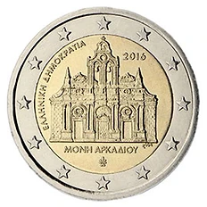 Greece 2016 €2 Greece, 2016, 2 Euro Coin, UNC, 150 years from the Arkadi Monastery Torching bimetallic