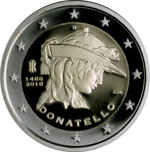 Italy 2016 €2 Italy, 2016, 2 euro UNC, 500th Anniversary of the Death of Donatello bimetallic coin