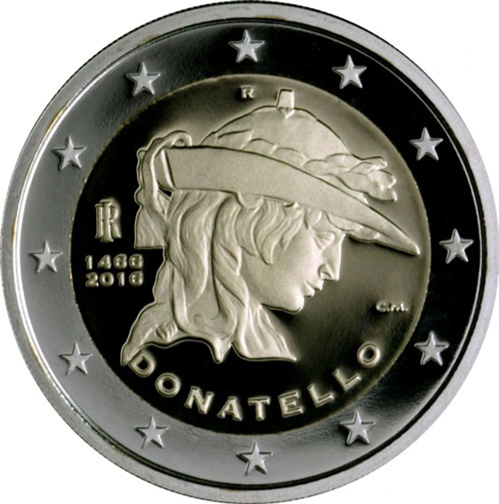 Italy 2016 €2 Italy, 2016, 2 euro UNC, 500th Anniversary of the Death of Donatello bimetallic coin