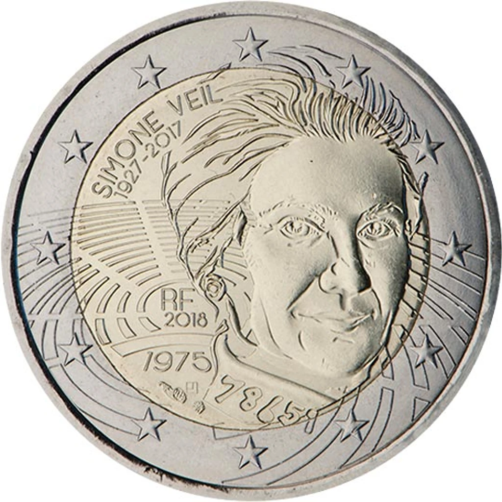 France 2017 €2 France, 2017, 2 Euro, UNC coin, Simone Veil bimetallic