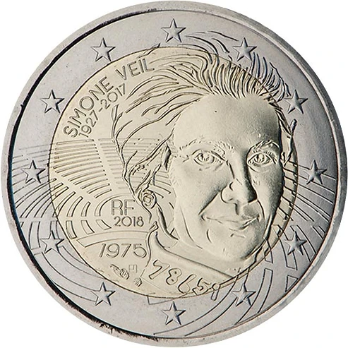 France 2017 €2 France, 2017, 2 Euro, UNC coin, Simone Veil bimetallic