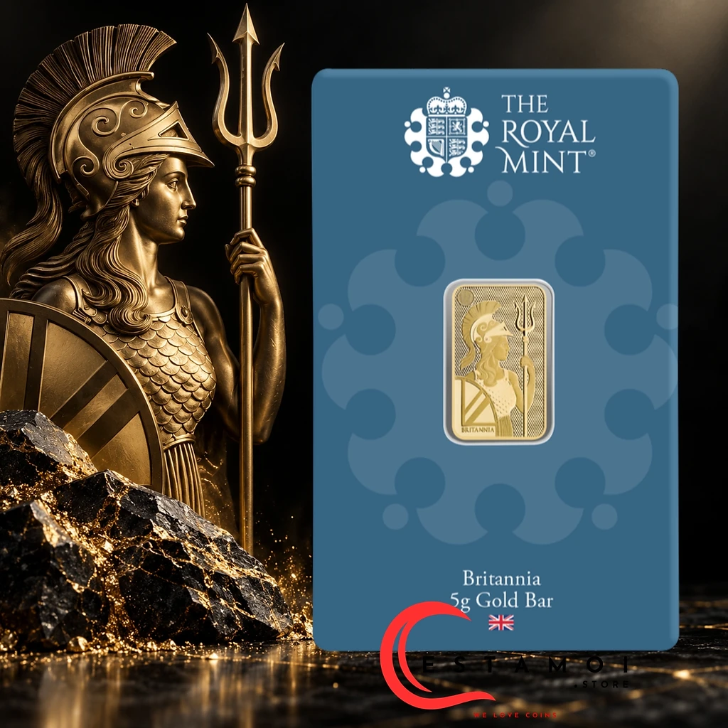 United Kingdim United Kingdom, The Royal Mint, Britannia, 5 g Gold Bar, Au999.9, Minted Bar