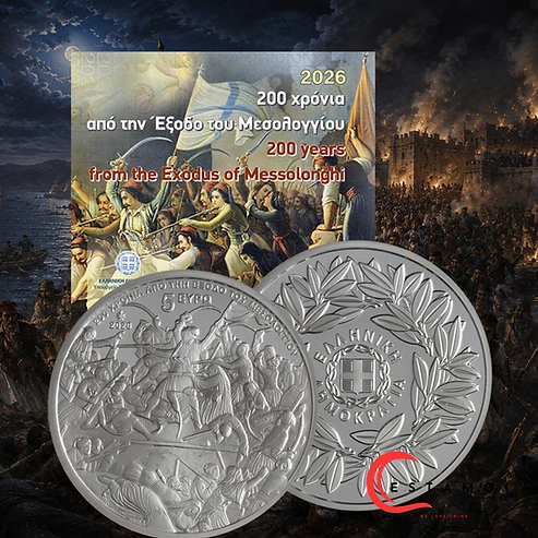 Greece 2026 €5 Greece, 2026, 5 Euro, Silver Coin, EXIT OF MESSOLONGHI, Presale!