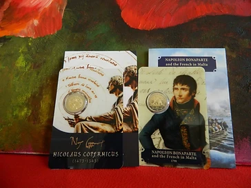 Malta 2023 €2 Malta, 2023, Napoleon and Copernicus, 2 euro coin, Coincard set bimetallic
