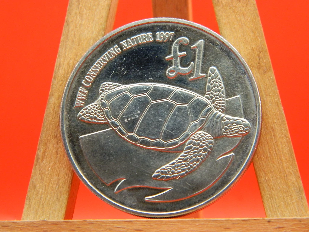 Cyprus 1997 £1 Cyprus, 1997, WWF, caretta caretta Turtle, 1 Pound coin bimetallic
