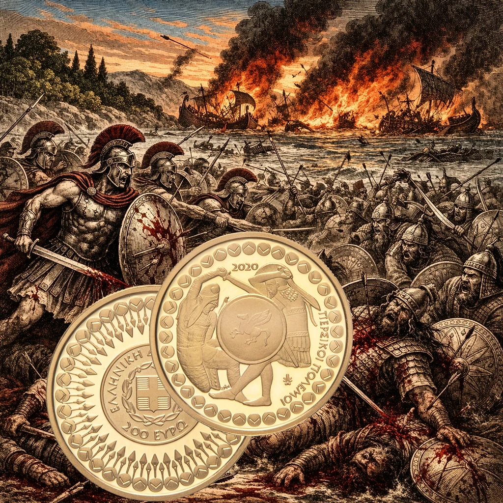 Greece 2020 €200 Greece, 2020, 200 Euro, Gold Coin, Persian Wars , Proof