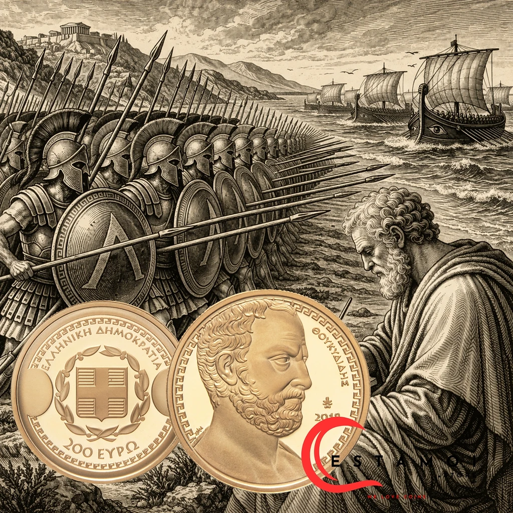 Greece 2019 €200 Greece, 2019, 200 euro, Gold Coin, Thucydides: Father of Scientific History