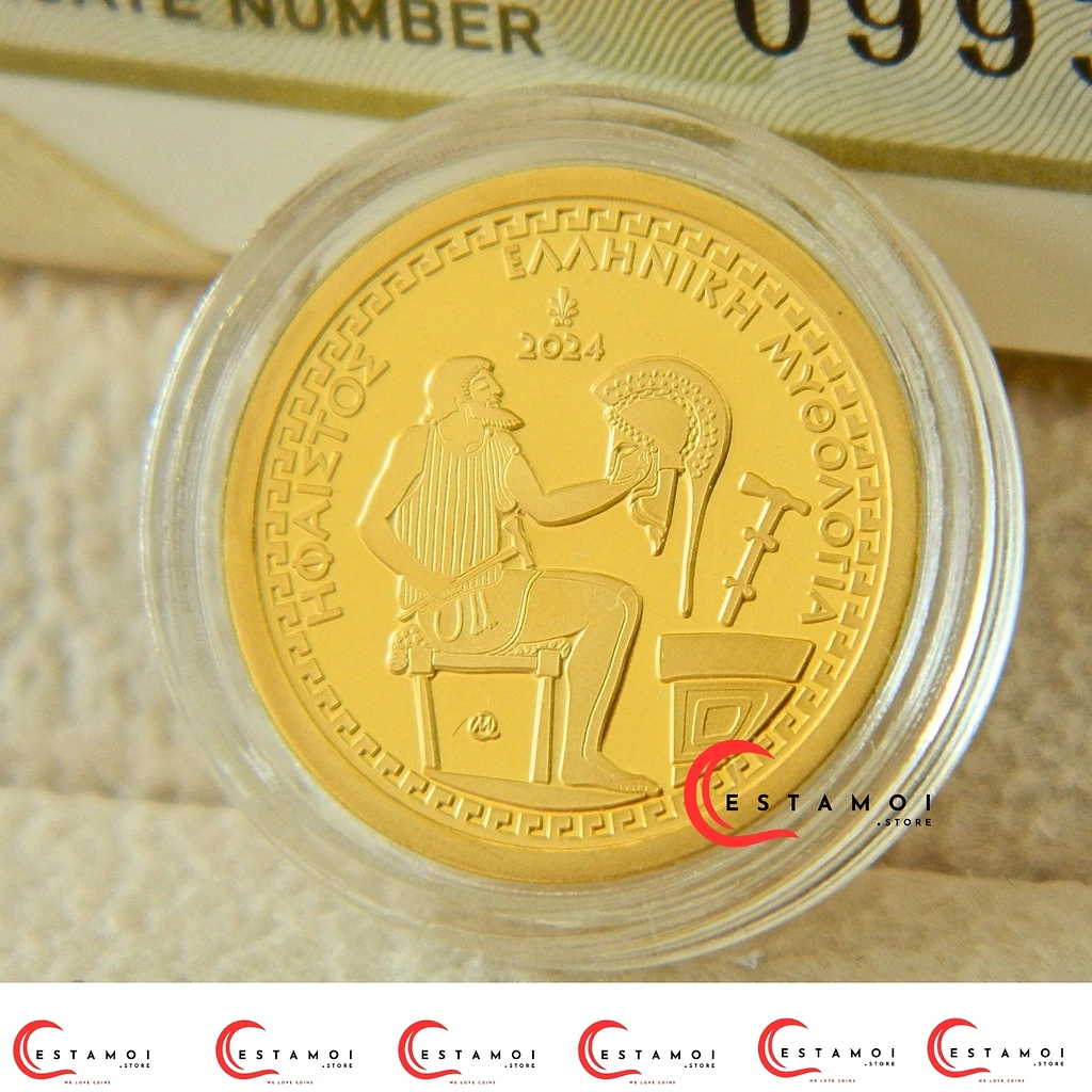 Greece 2024 €100 Greece, 2024, 100 Euros, Gold Coin, Hephaistos: Smith of the Gods, Proof!