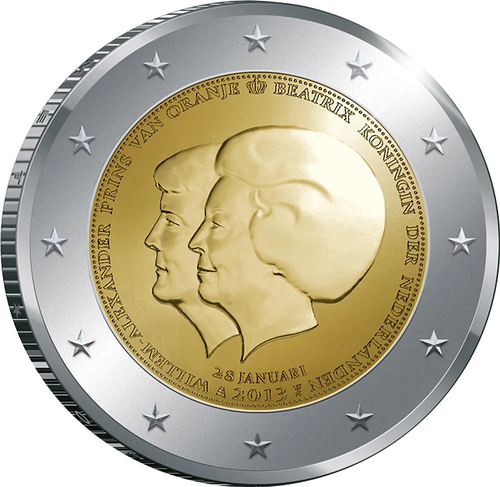 Netherlands 2013 €2 Netherlands, 2013, 2 Euro Coin, UNC,  The Double Portrait bimetallic
