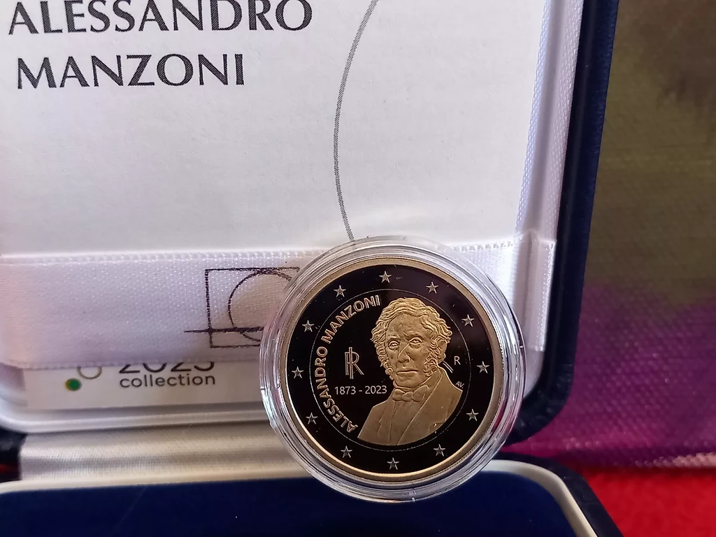 Italy 2023 €2 Italy, 2023, 2 Euro Coin, Manzoni, Proof / BE Coin bimetallic