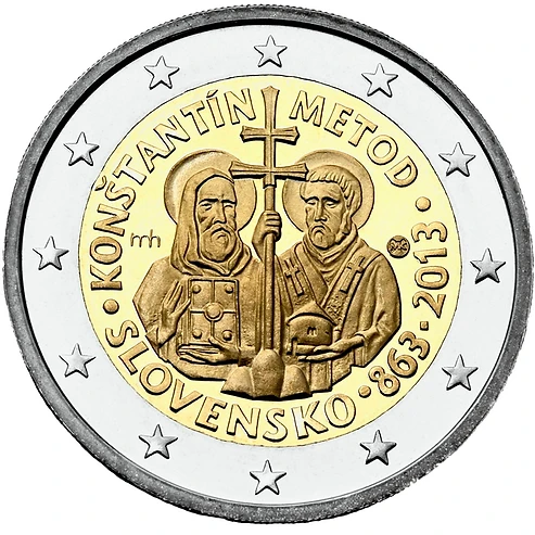 Slovakia 2013 €2 Slovakia, 2013,  2 Euro Coin, UNC,  Byzantine mission St. Cyril and St. Method bimetallic