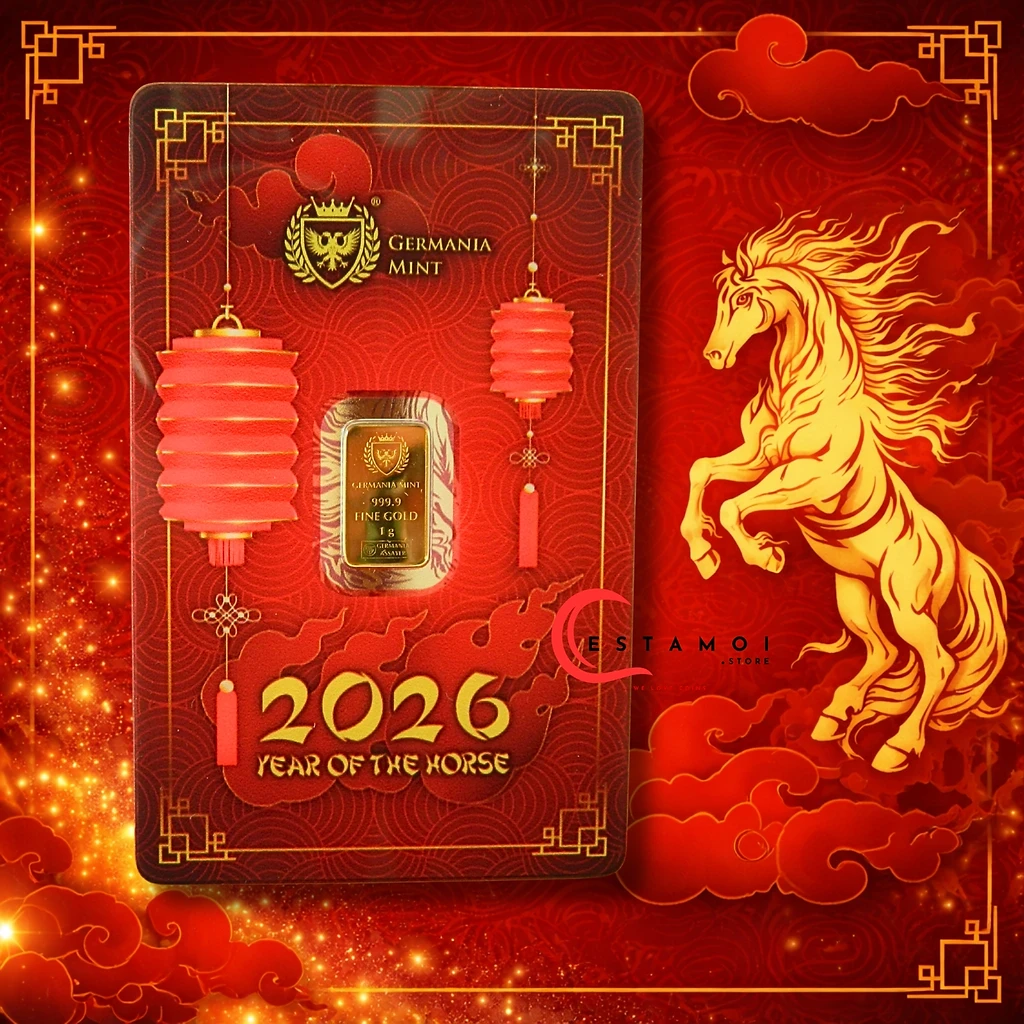 Germania Mint 2026 Germania Mint, 2026, Gold Bar, 1G, 999.9 Gold, Yearly Issue: Year of the Horse