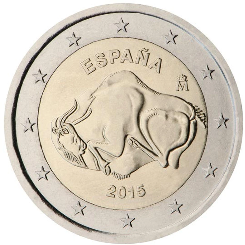 Spain 2015 €2 Spain, 2015, 2 Euro Coin,  UNC, Cave of Altamira bimetallic