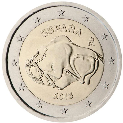 Spain 2015 €2 Spain, 2015, 2 Euro Coin,  UNC, Cave of Altamira bimetallic