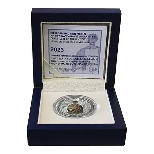 Greece 2023 €10 Greece, 2023,  10 Euro, Silver Coin, Maidservant of Philo: The 1st Robot, Proof!