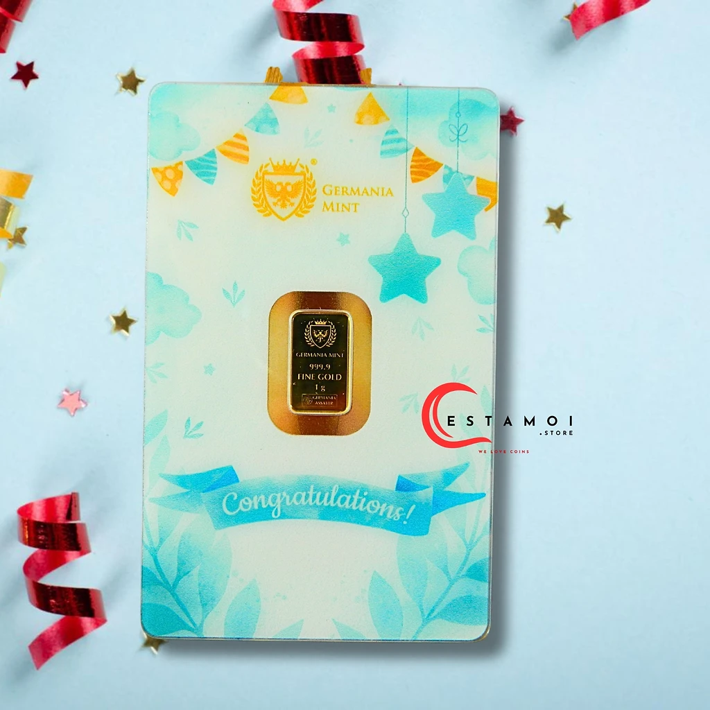 Germania Mint 2026 Germania Mint, 2026, Gold Bar, 1G, 999.9 Gold, Congratulations: Baby Boy!