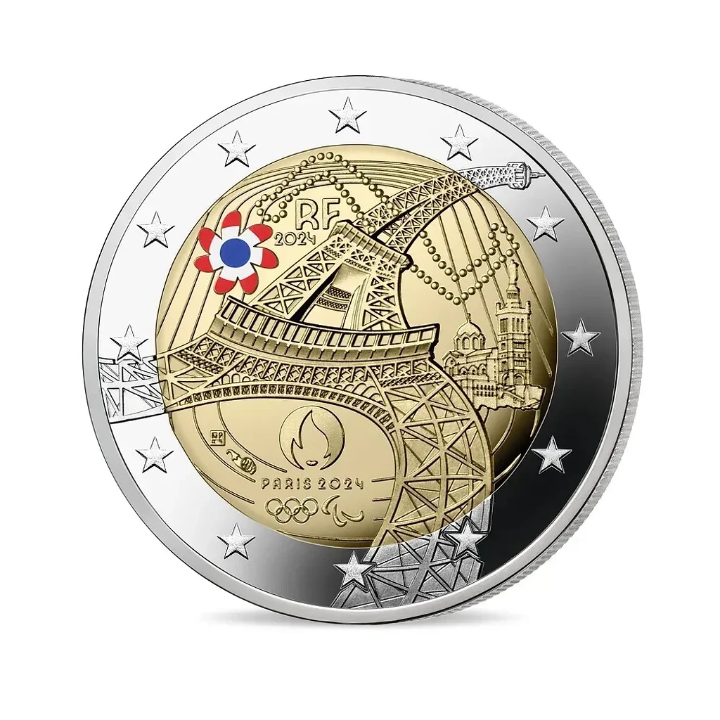 France 2024 €2 France, 2024, 2 Euro Coin, Olympic Games, Colorful, Proof bimetallic