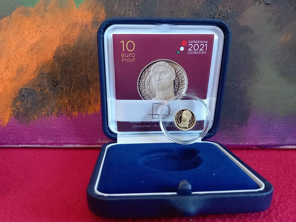 Italy 2021 €10 Italy, 2021, 10 Euro,  Gold coin, Emperor Series: Costantino,  Proof