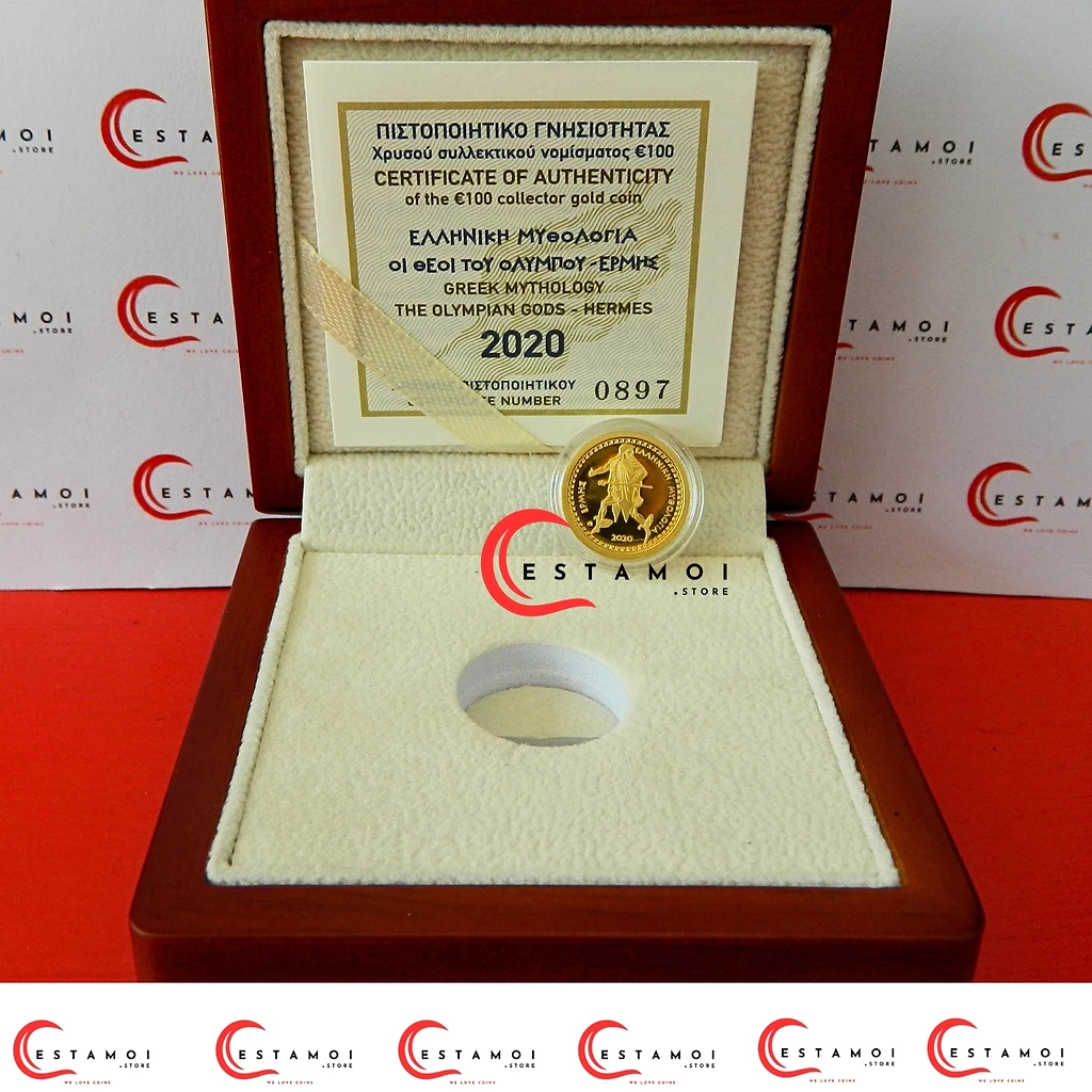 Greece 2020 €100 Greece, 2020, 100 Euro, Gold Coin, Hermes, Mercury: Messenger of the Gods, Proof