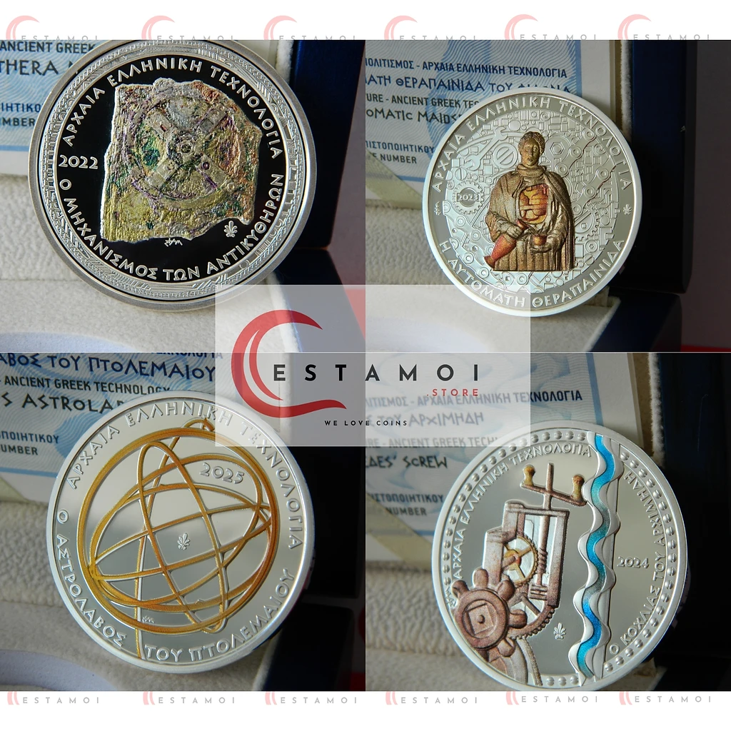 Greece €10 Greece, Ancient Technology, complete series, 10 euro Silver coins, Proof !