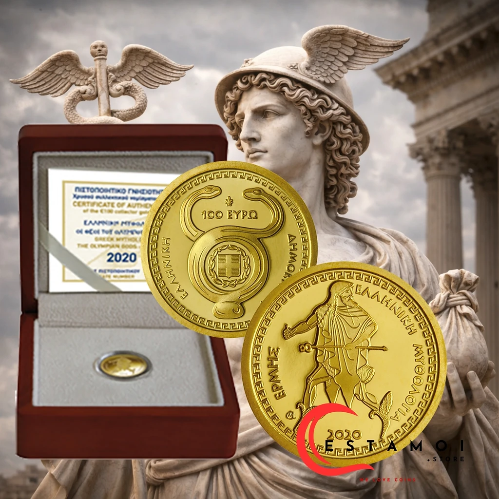 Greece 2020 €100 Greece, 2020, 100 Euro, Gold Coin, Hermes, Mercury: Messenger of the Gods, Proof