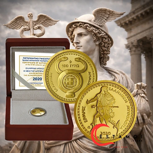 Greece 2020 €100 Greece, 2020, 100 Euro, Gold Coin, Hermes, Mercury: Messenger of the Gods, Proof