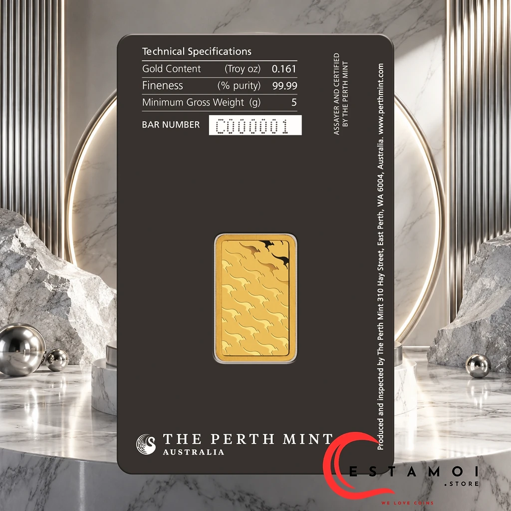 Australia Australia, The Perth Mint, Kangaroo, 5 g Gold Bar, Au999.9, Minted Bar