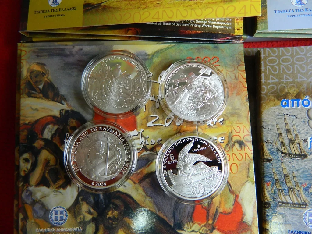 Greece €5 Greece, The Great Battles of Liberty, Silver 5 Euro Coins, Set of 4!