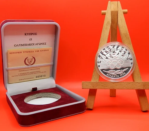 Cyprus 1996 £1 Cyprus, 1996, Atlanta Olympic Games, 1 pound, Proof, silver coin