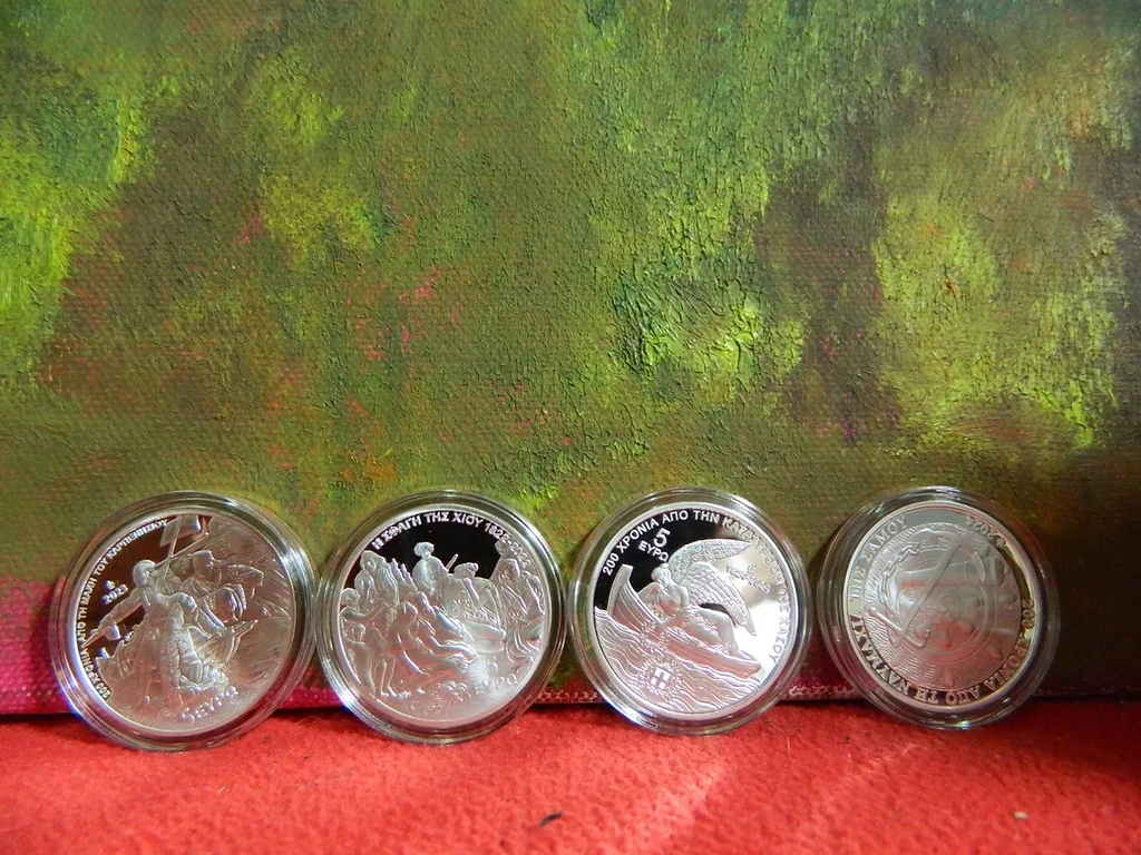 Greece €5 Greece, The Great Battles of Liberty, Silver 5 Euro Coins, Set of 4!