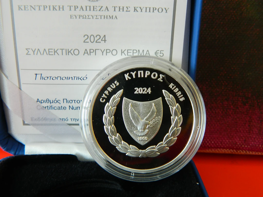Cyprus 2024 €5 Cyprus, 2024, SIlver 5 Euro Coin, EU Anniversary
