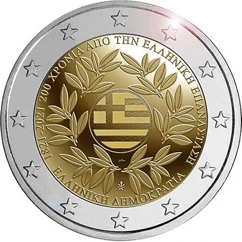 Greece 2021 €2 Greece, 2021, 2 Euro Coin, UNC,  200th an. of the Greek Revolution bimetallic