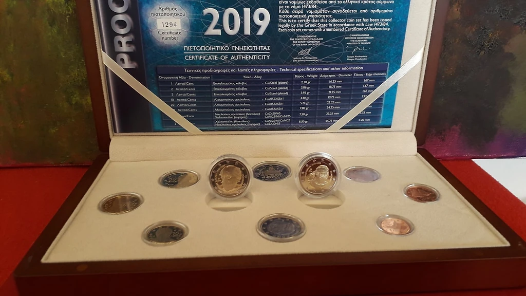 Greece 2019 €2 Greece, 2019, 2 euro Proof BE, Kalvos and Andronikos, Original Box and bimetallic coin