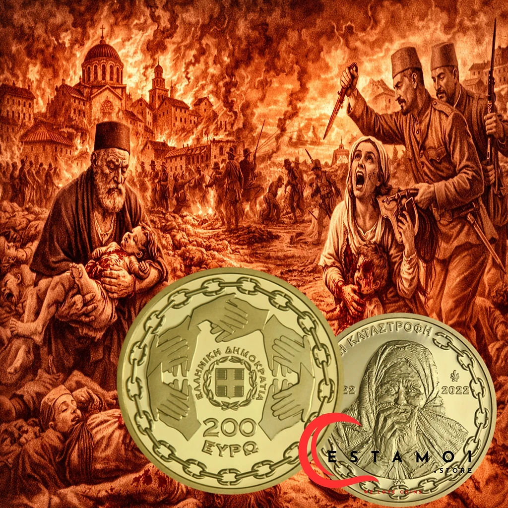 Greece 2022 €200 Greece, 2022, 200 Euro, Gold Coin,  The Greek Genocide (Asia Minor Destruction)