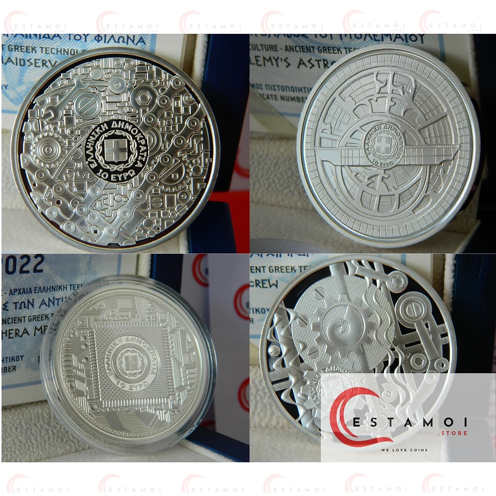 Greece €10 Greece, Ancient Technology, complete series, 10 euro Silver coins, Proof !