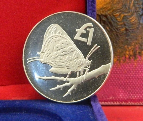 Coin 2002 £1 Coin, Cyprus, 2002, Butterfly, 1 pound coin, Cyprus wildlife bimetallic