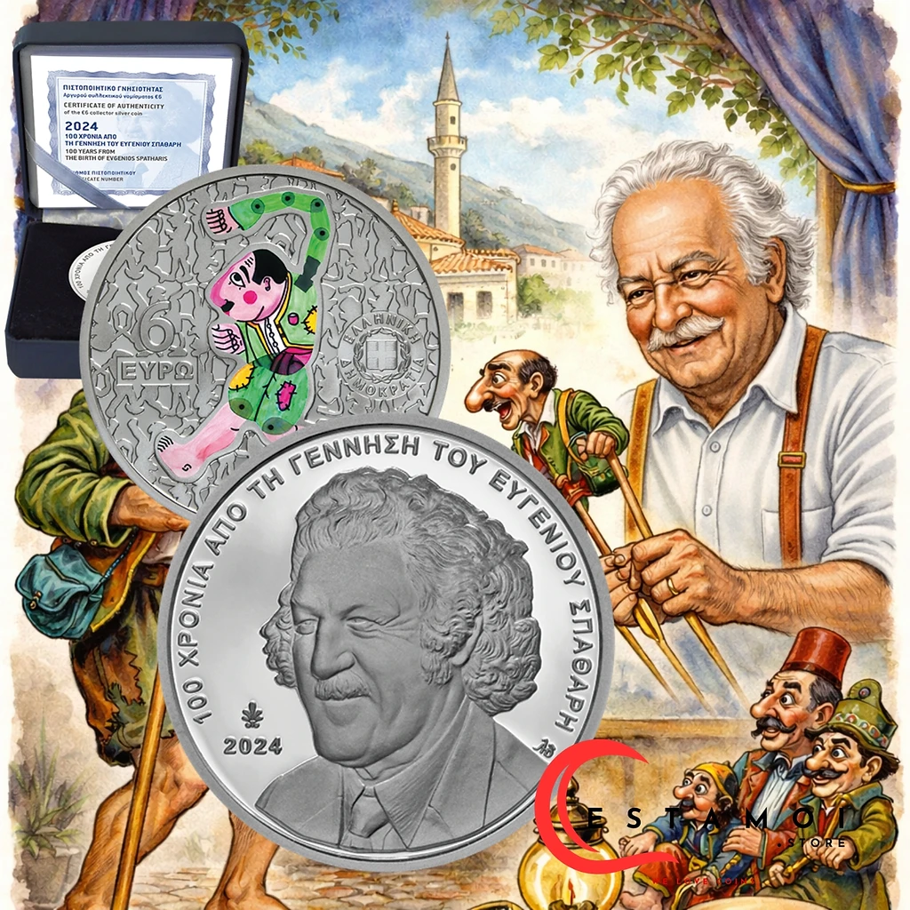 Greece 2024 €6 Greece, 2024, 6 Euro Coin, Silver, Proof, 1 Karagiozis ! Spatharis!