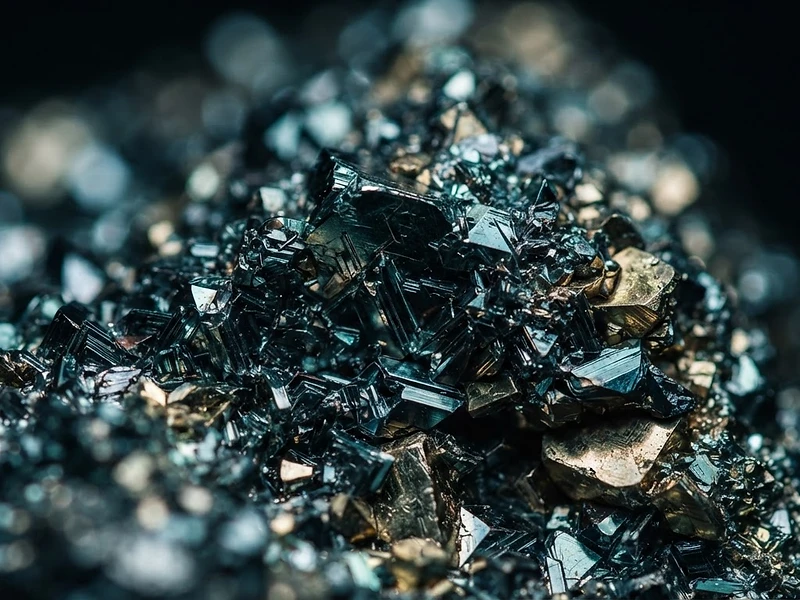 Macro view of a crystalline surface where two materials meet