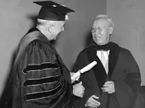 Syngman Rhee receives an honorary Doctor of Laws from GW, 1954