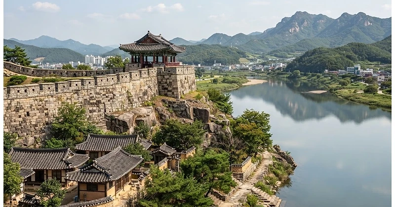 Jinju — the historic Jinjuseong fortress and Nam River in southern Korea