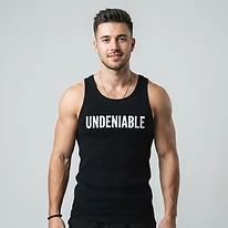 UNDENIABLE Stacked Wordmark Tank — Black