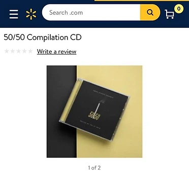 50/50 Compilation CD listed on a retail partner product page