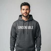 UNDENIABLE Outline Hoodie — Charcoal