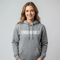 UNDENIABLE Oversized Print Hoodie — Grey
