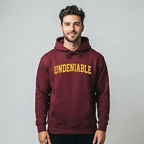 UNDENIABLE Crest Logo Hoodie — Burgundy